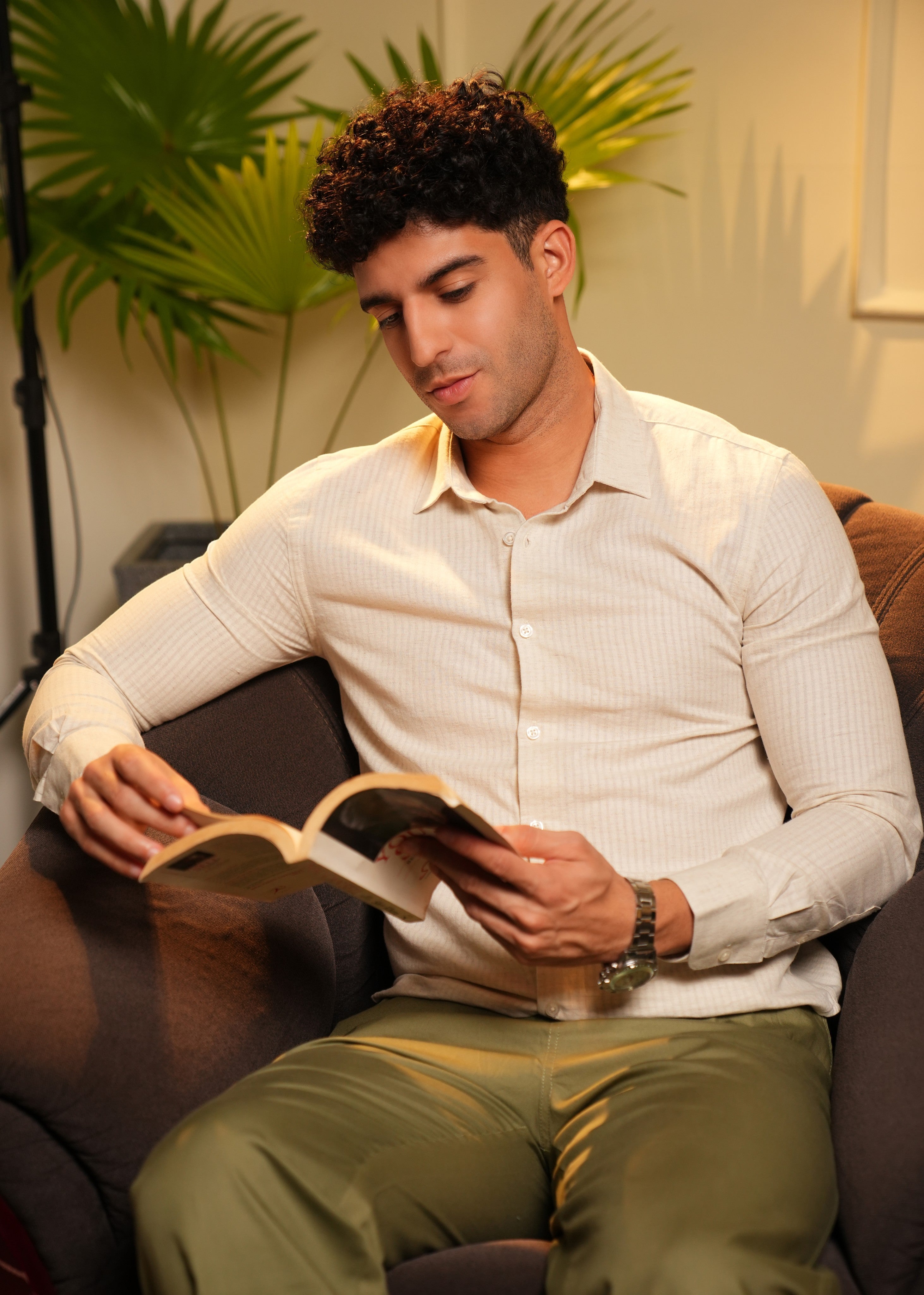 Regular Fit Self Dobby Stripe Shirt